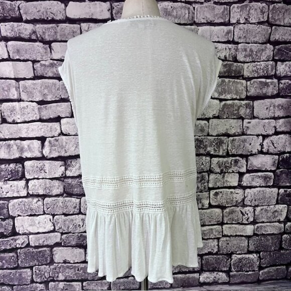 LOFT White V-Neck Sleeveless Blouse Size L - Picture 6 of 7